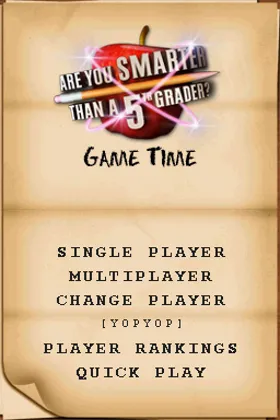 Are You Smarter than a 5th Grader - Game Time (USA) screen shot title